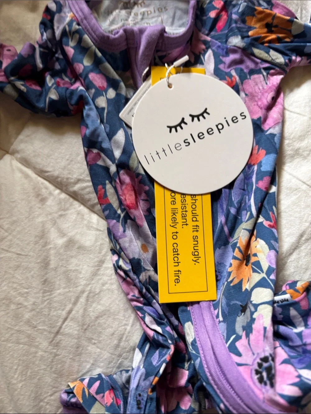 Little Sleepies Purple Floral Zip-Front Kids One-Piece
